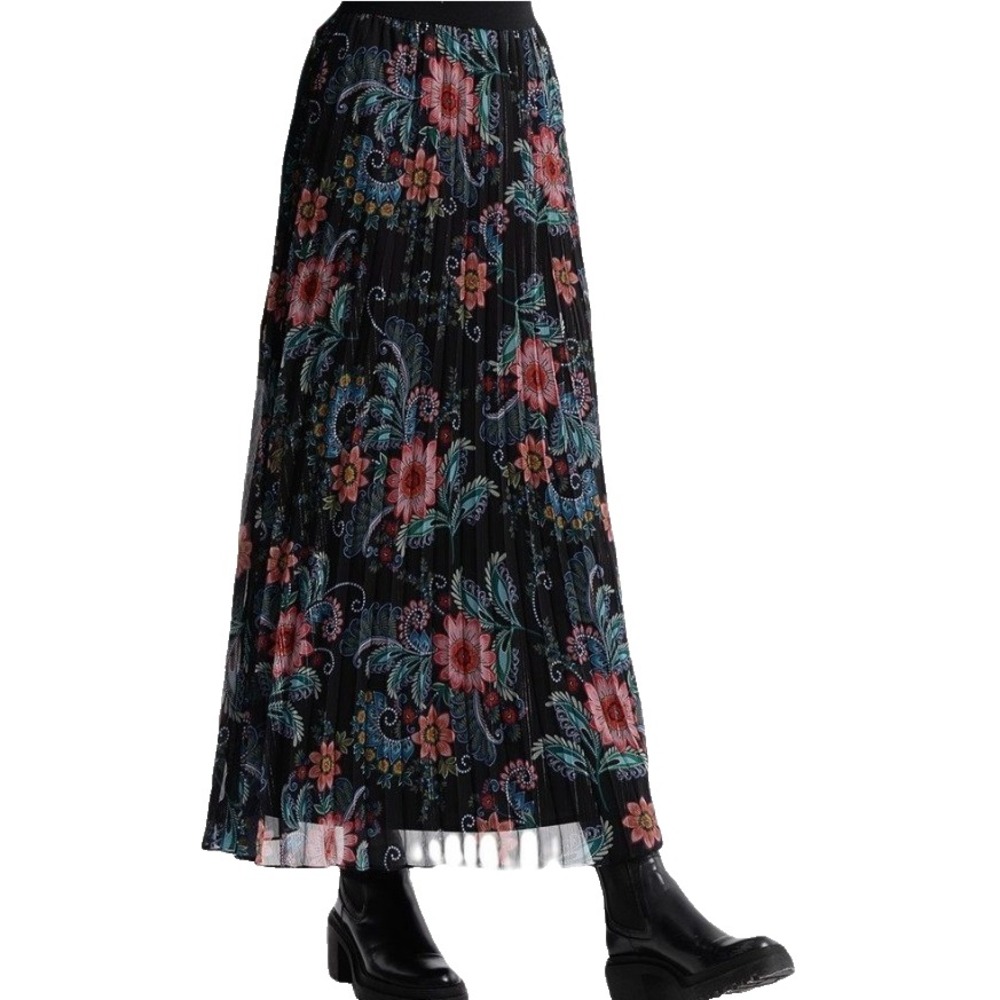 Molly Bracken Maxi Skirt Floral Pleated Bobo Chic Elastic Waist Womens Size M - Picture 3 of 8